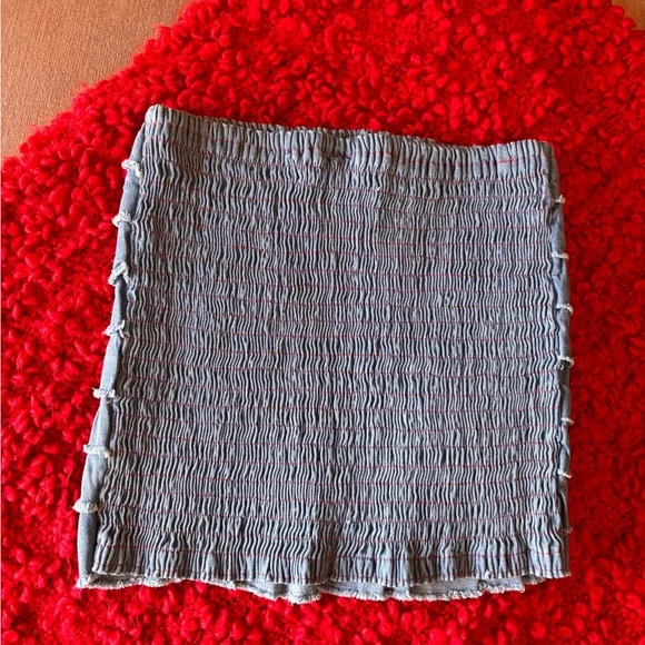 Volcom Blue Frayed Denim Ruffled Top - Picture 4 of 4